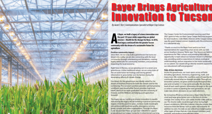 Image of Tucson Metro Chamber article 'Bayer Brings Agriculture Innovation to Tucson'