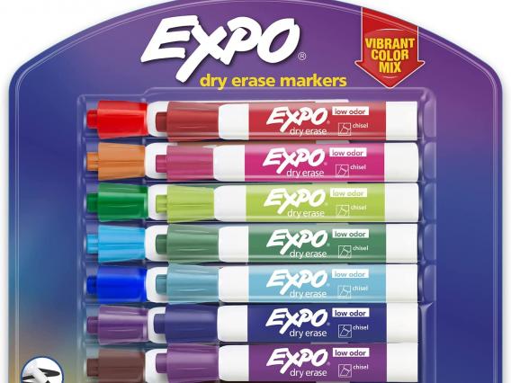 expo markers of different colors in package