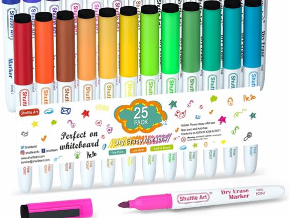 whiteboard markers of different colors in package