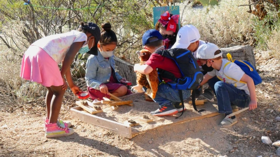 Saguaro buds students outdoors